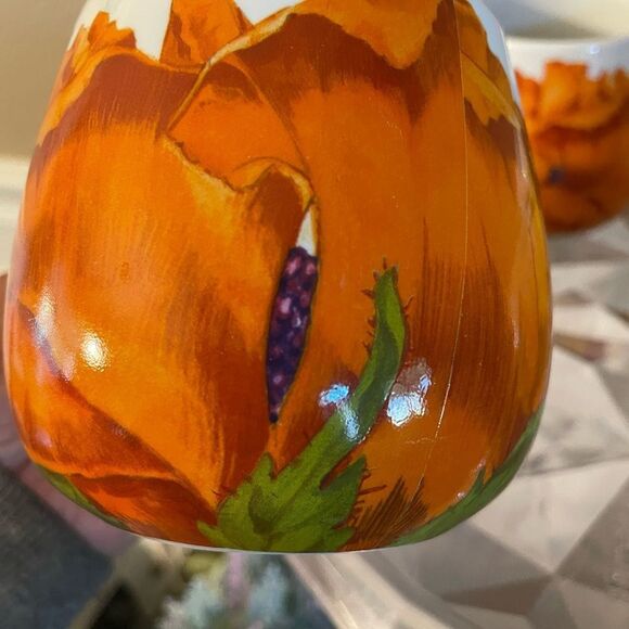 Konitz Sunflower and Orange Poppy Ceramic Mugs set of 4 - Picture 10 of 16